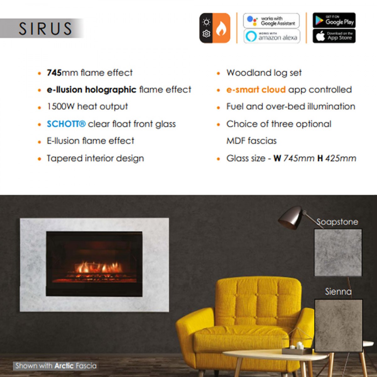 Evonic Sirius EEllusion electric fire Comfortline Ireland